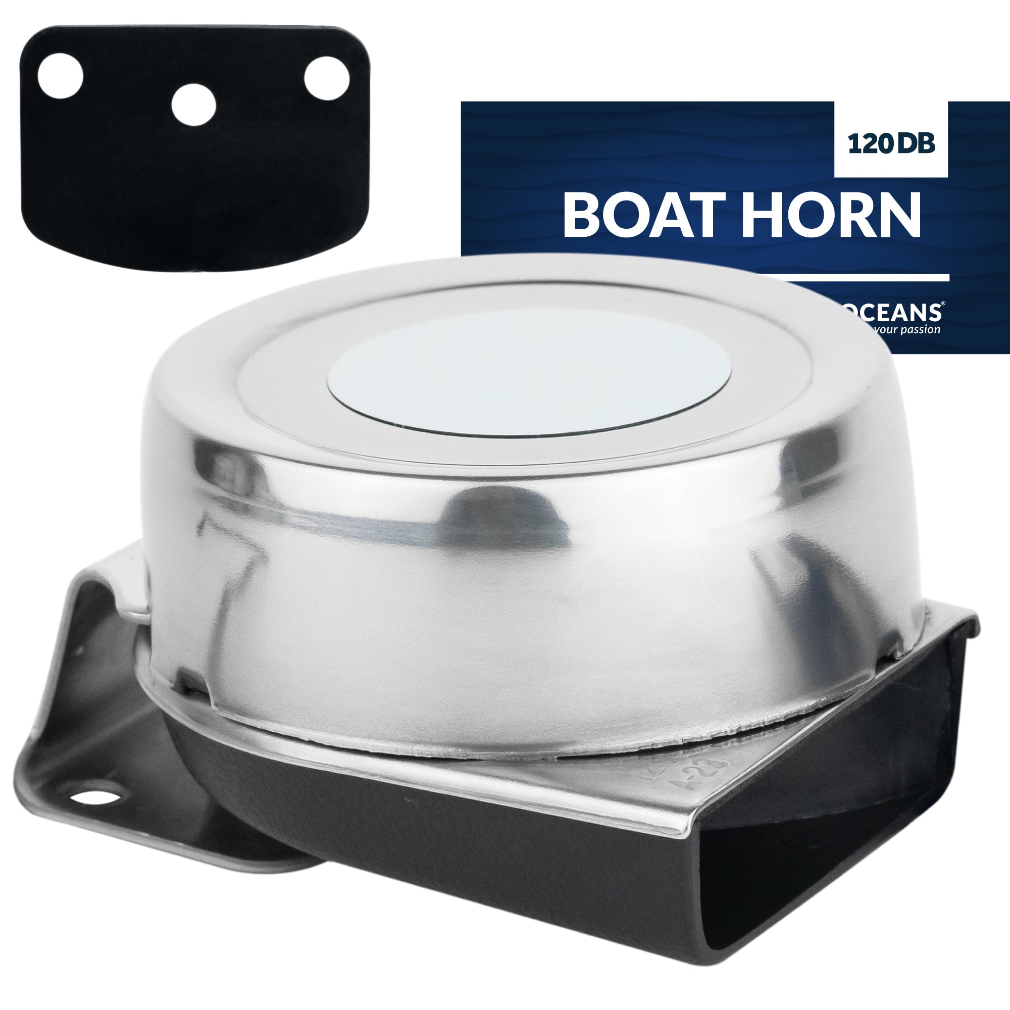 Boat Horn, 120 dB, Stainless Steel Cover, 12V - FO600