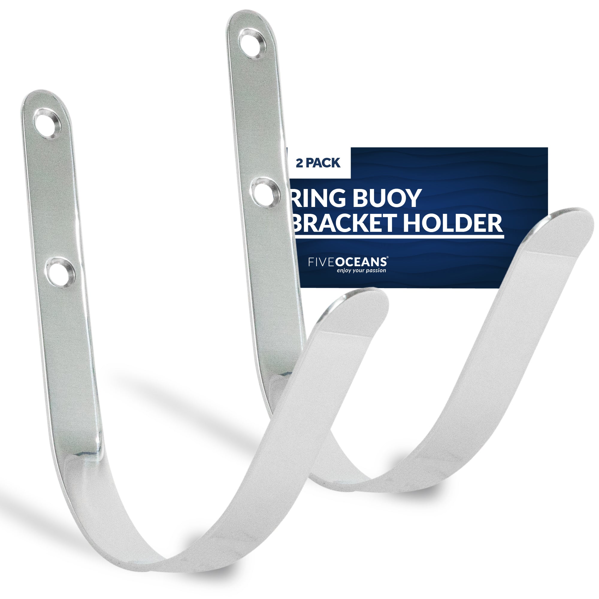 Ring Buoy Bracket Holder, Stainless Steel, Flat Mount - 2-Pack - FO626-M2
