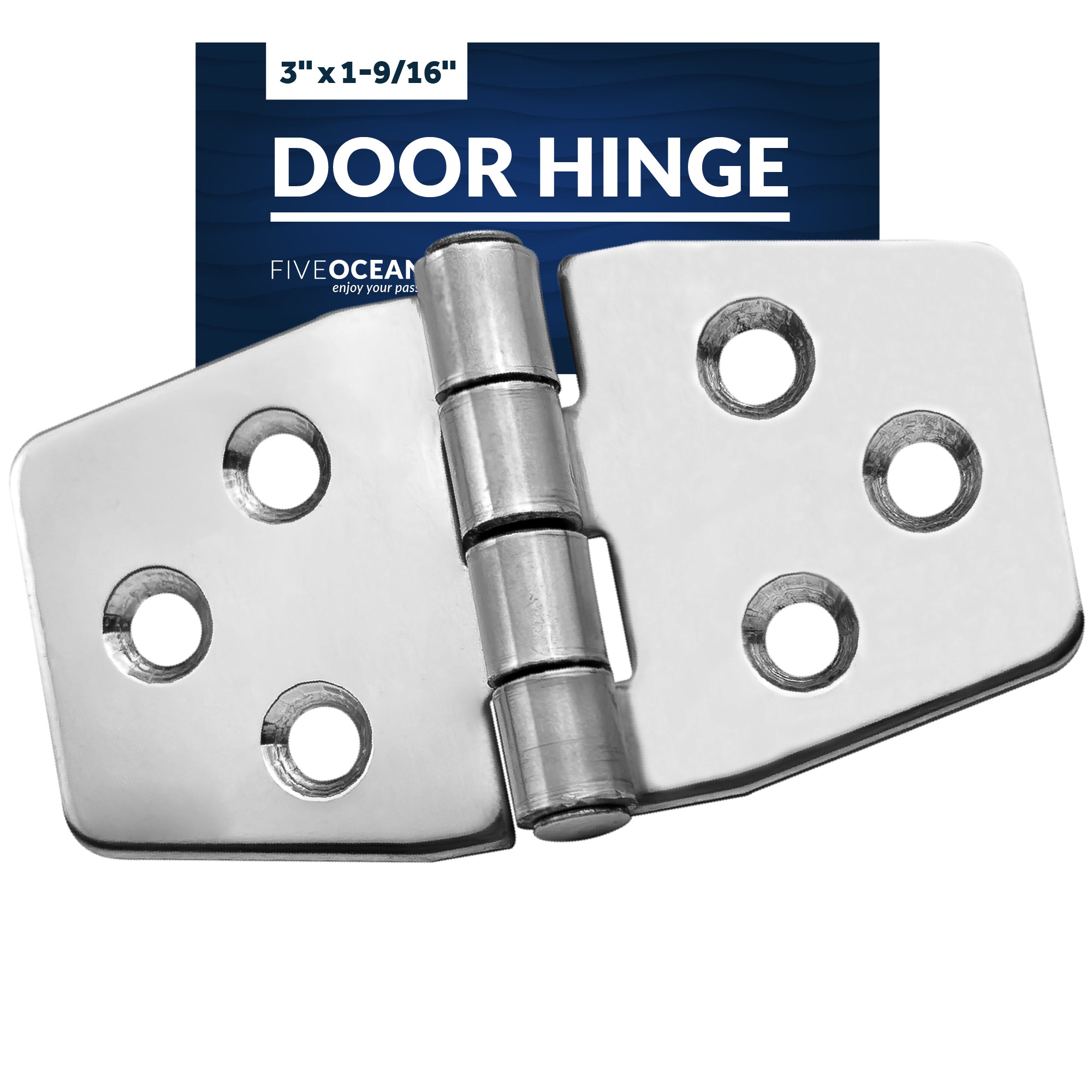 Door Hinge, 3" x 1-9/16", Stainless Steel - FO628 - Five Oceans