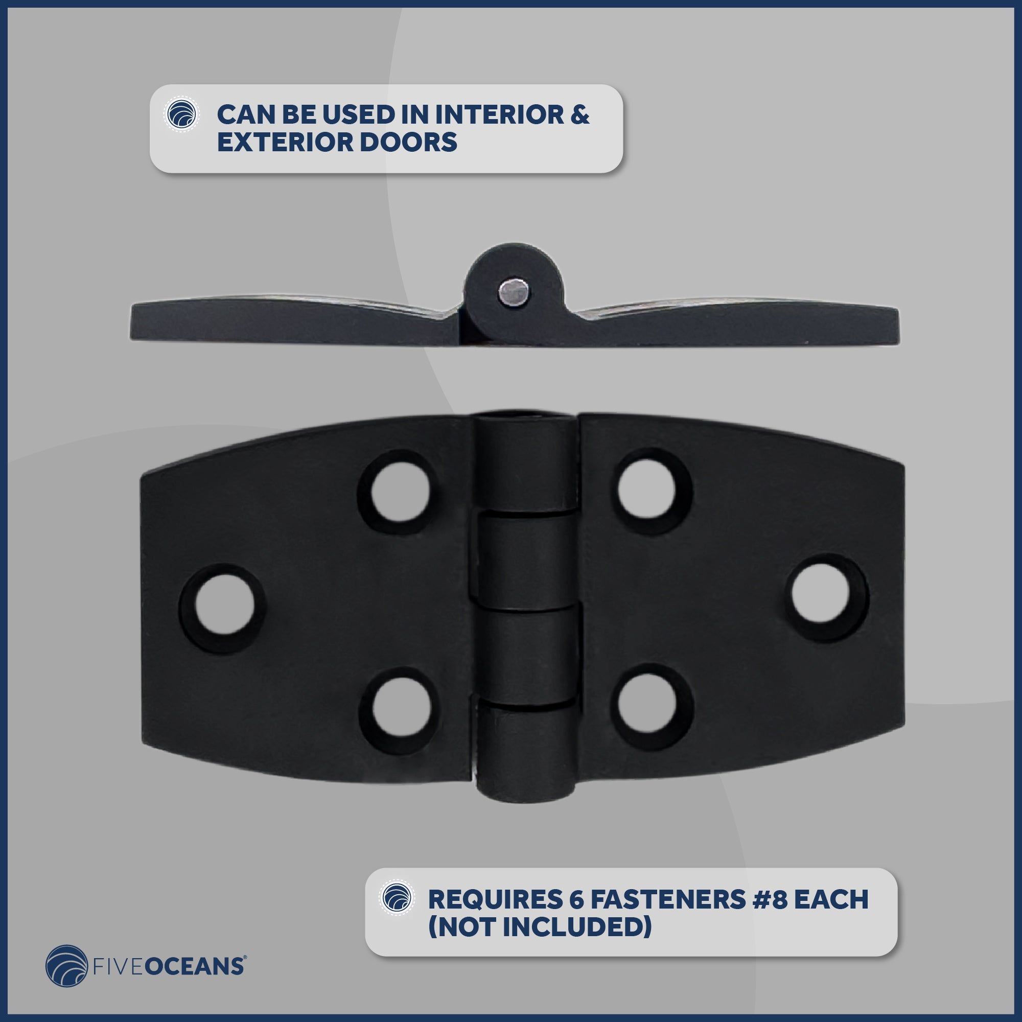 Door Hinge, 2-7/8" x 1-3/8", Black - FO80
