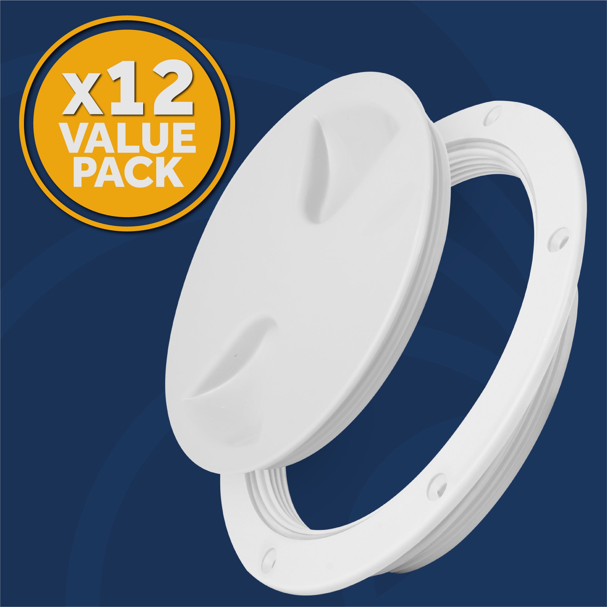 5" Deck Plate, Round Screw-in, White, 12-Pack - FO84-M12 - Five Oceans