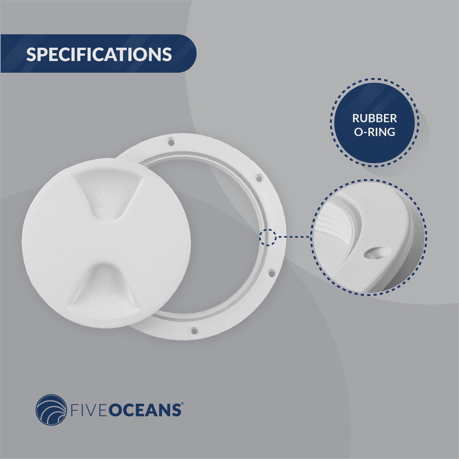 5" Deck Plate, Round Screw-in, White, 12-Pack - FO84-M12 - Five Oceans
