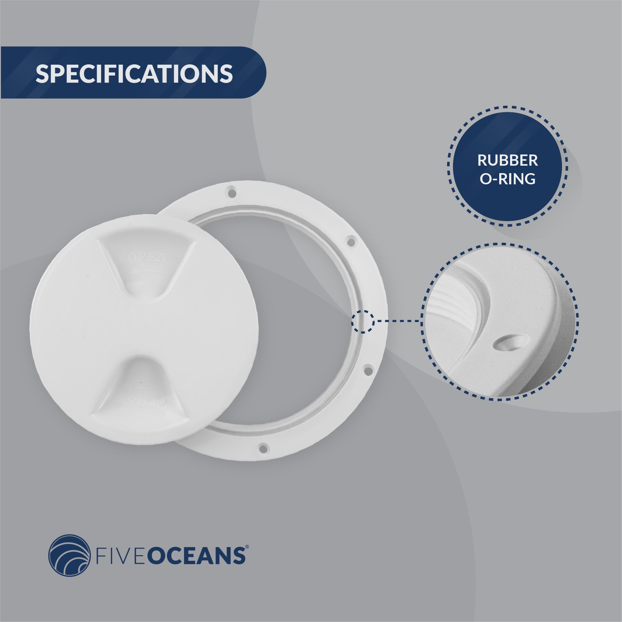 5" Deck Plate, Round Screw-in, White, 12-Pack - FO84-M12 - Five Oceans