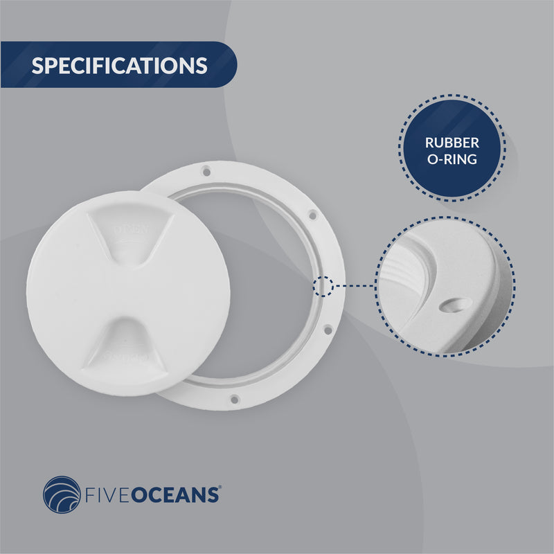 5" Deck Plate, Round Screw-in, White, 12-Pack - FO84-M12 - Five Oceans