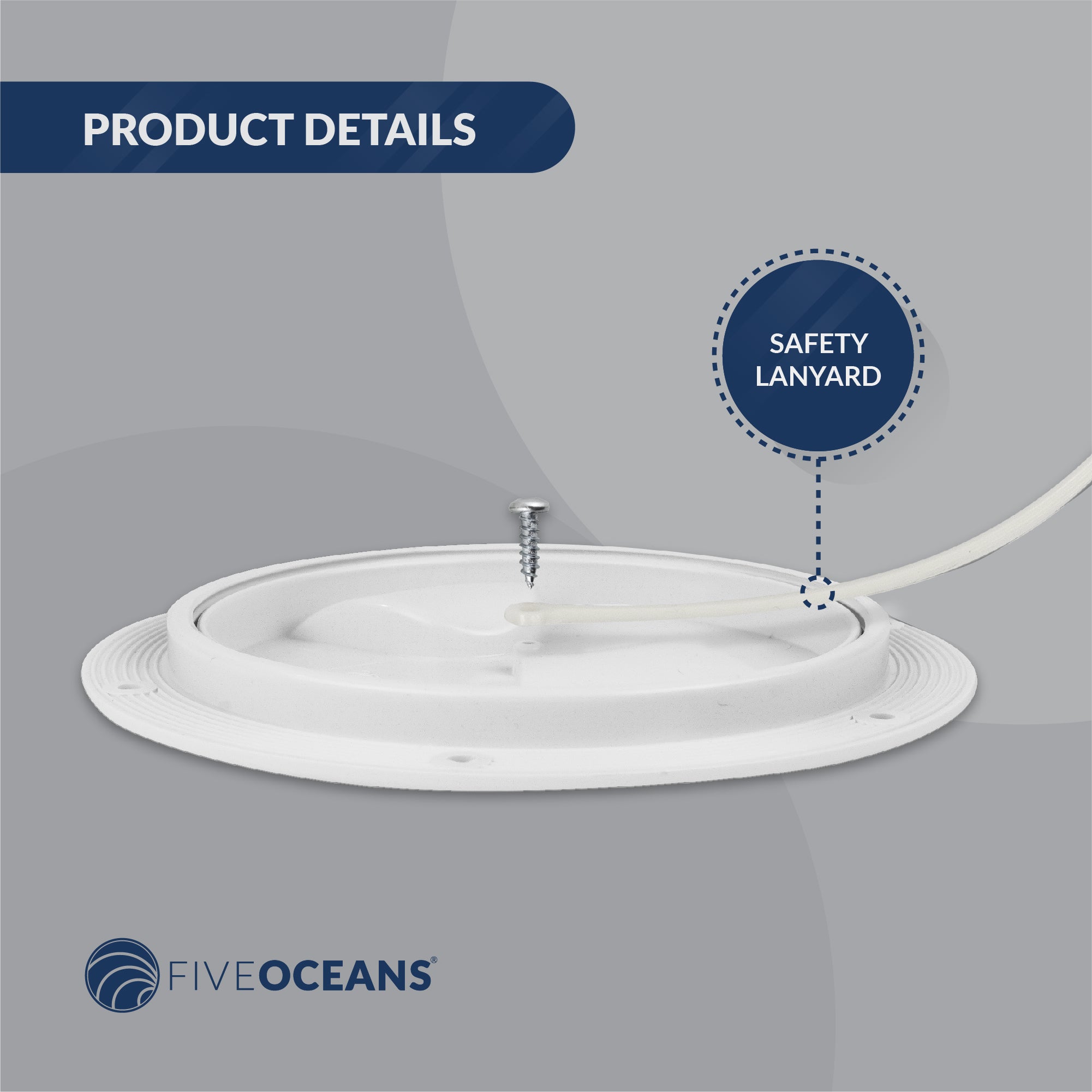 5" Deck Plate, Round Screw-in, White, 12-Pack - FO84-M12 - Five Oceans
