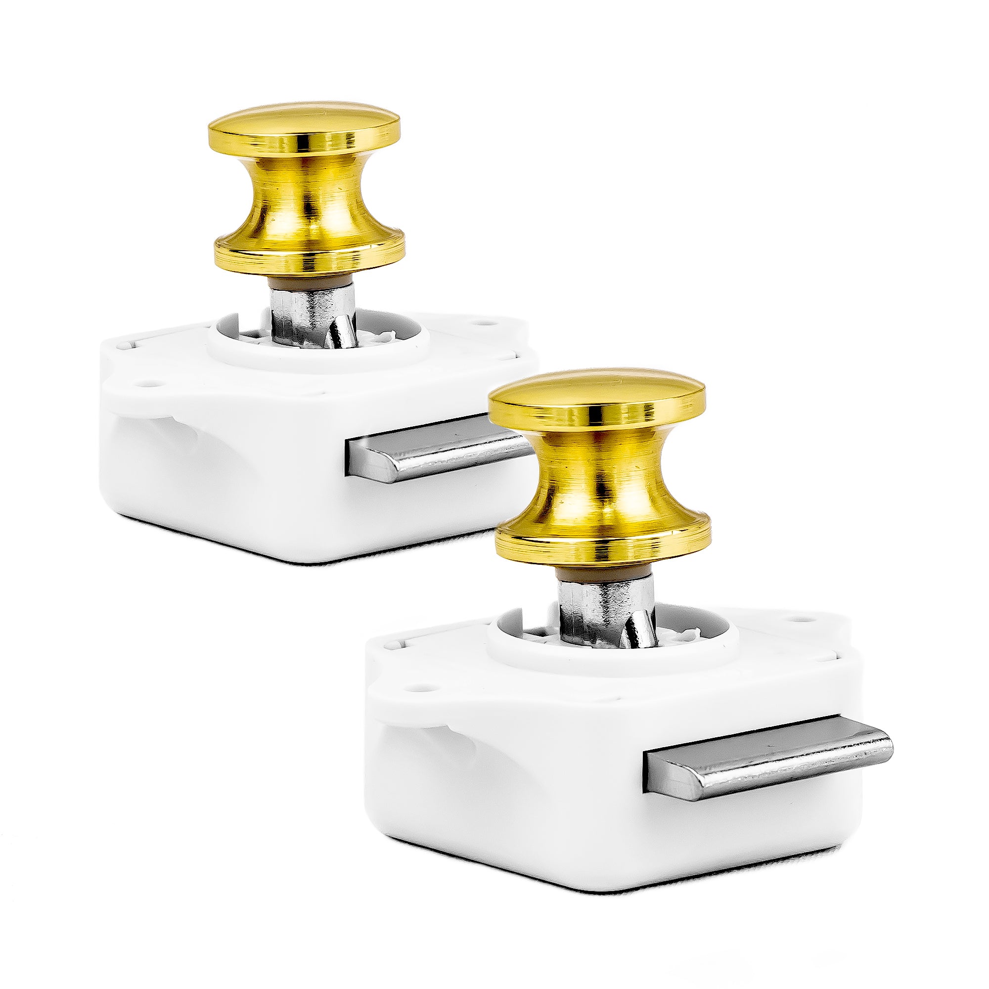 Keyless Push Button Latch, Polished Brass, 2-Pack - FO91-M2