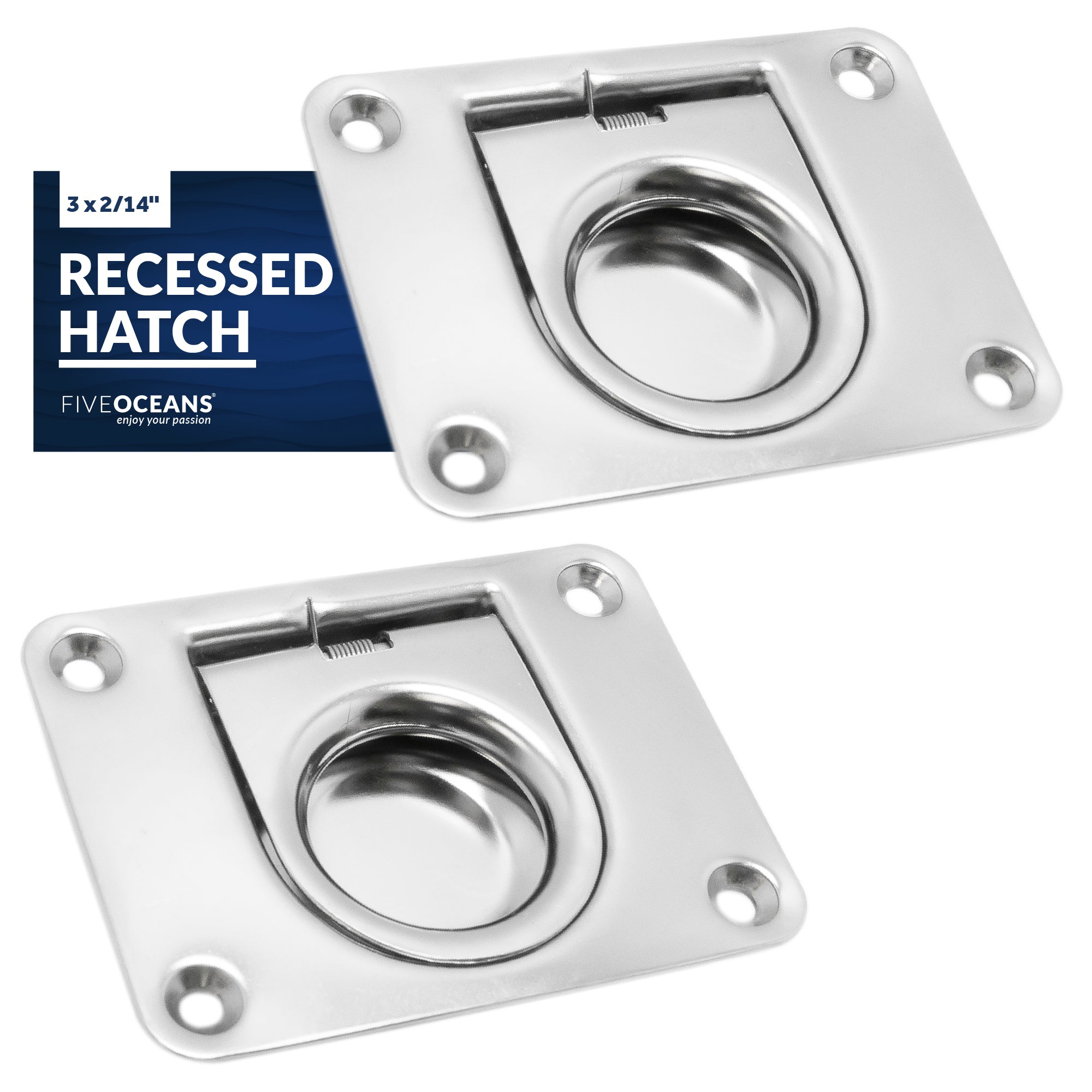 Rectangular Recessed Hatch, 3 x 2/14", Stainless Steel 2-Pack - FO912-M2