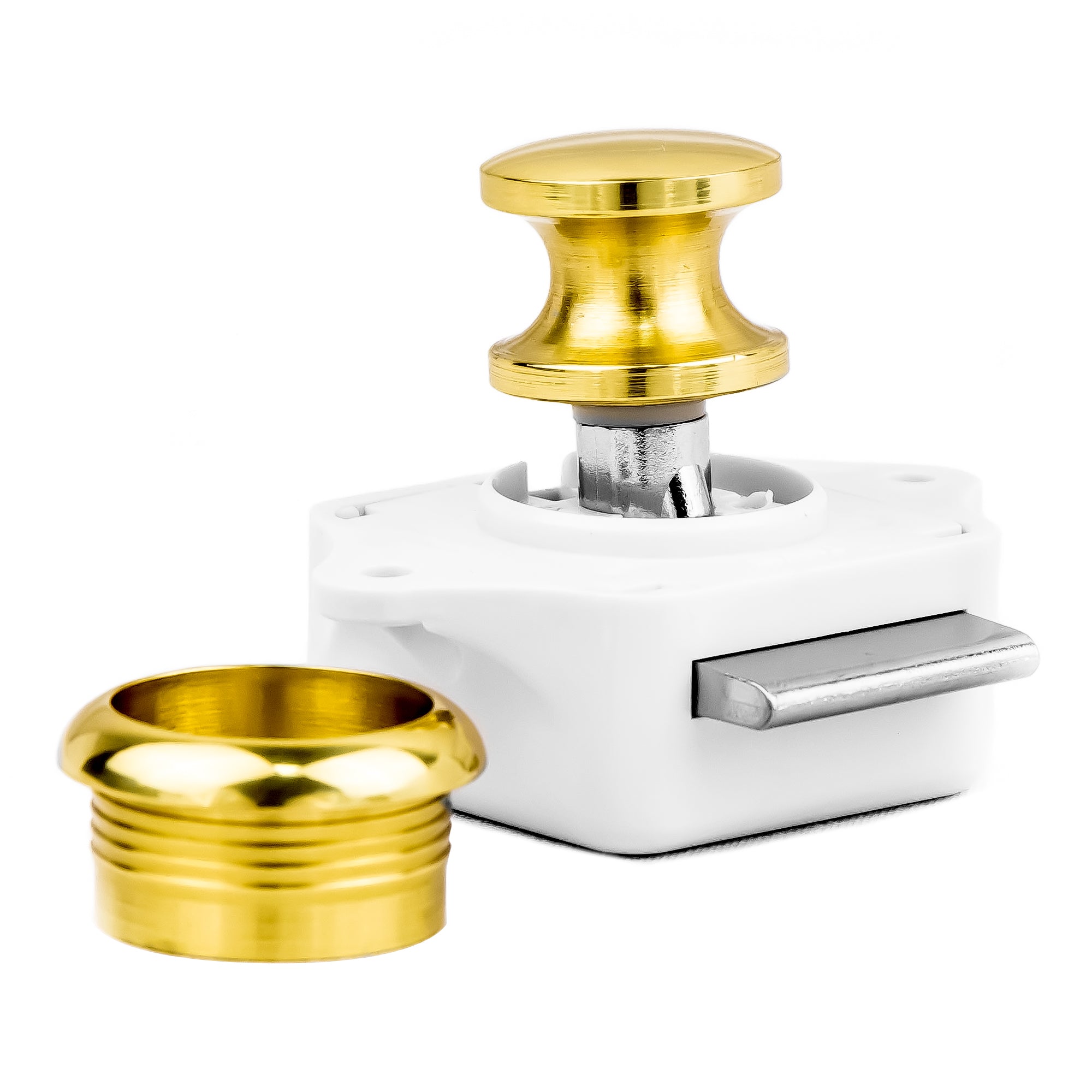 Keyless Push Button Latch, Polished Brass - FO91