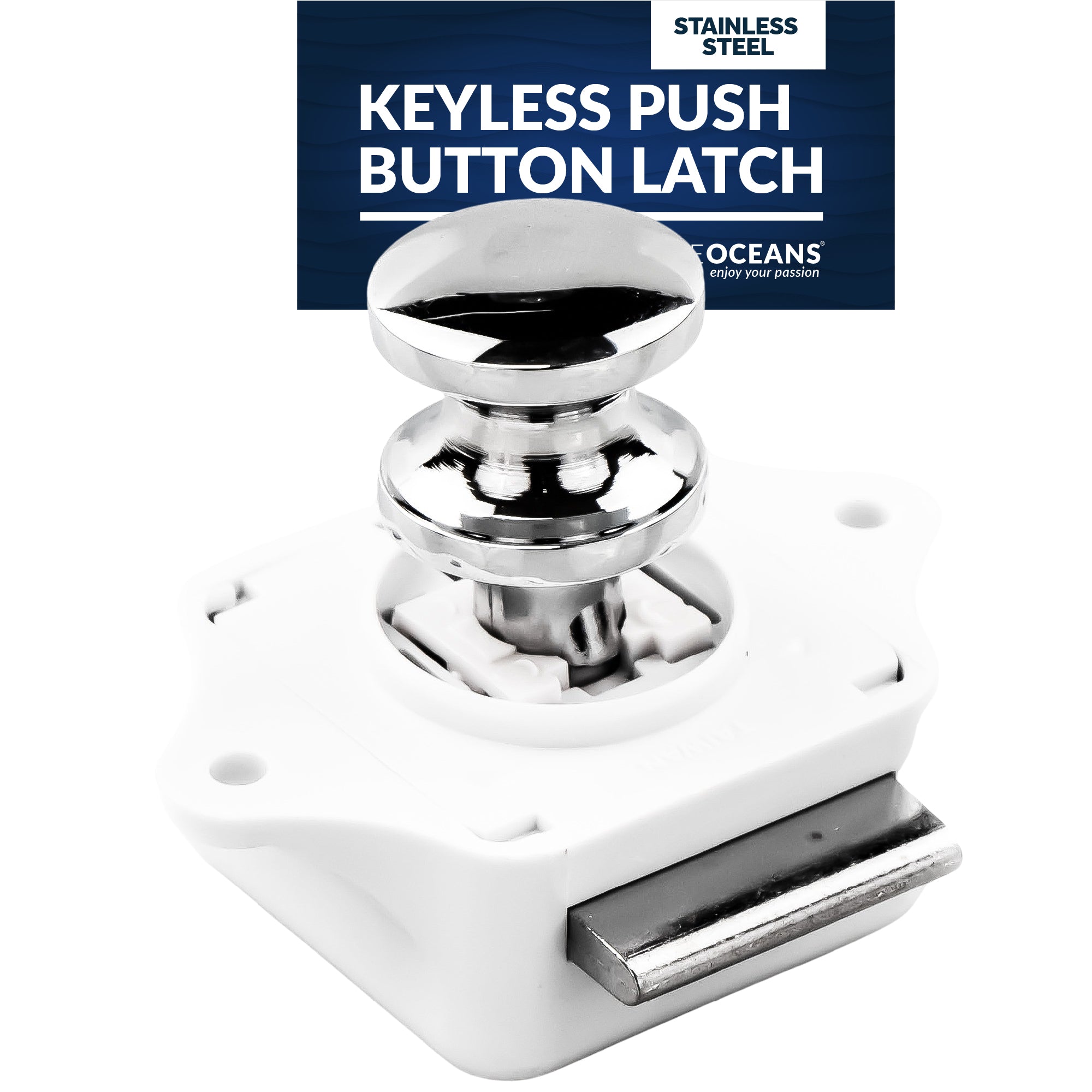 Keyless Push Button Latch, Stainless Steel - FO92 - Five Oceans